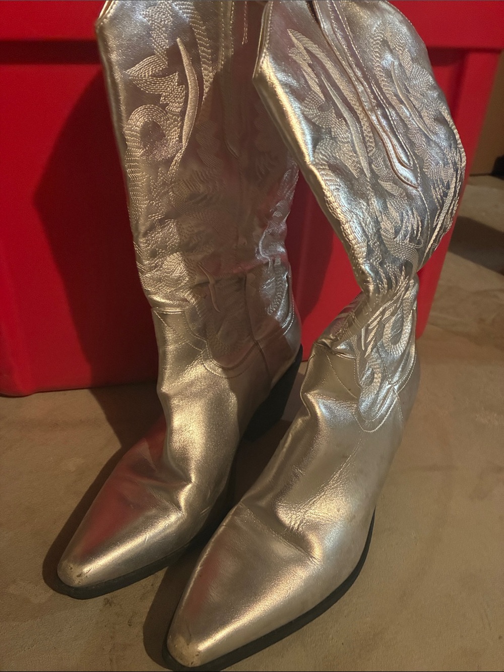 Silver Western Knee-High Boots - Women